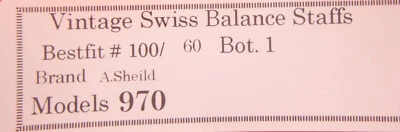 BALANCE STAFF MODELO SUIZO A.SHEILD AS 970 BESTFIT 100/60 Foto 1 de 2