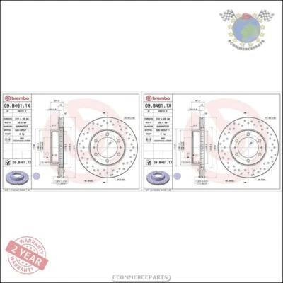 Kit Disques Brembo Avant pour TOYOTA LAND CRUISER TACOMA HILUX FJ - Photo 1/4