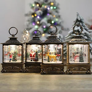 Christmas Snow Globes Lighted Water Lantern Glittering Music Lighted Lantern - Picture 1 of 13