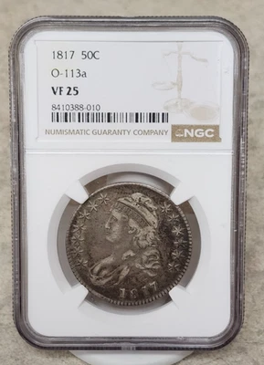 1817 Capped Bust Half Dollar - O-113a Variety - VF25 - NGC - Strong Devices - Image 1 of 4