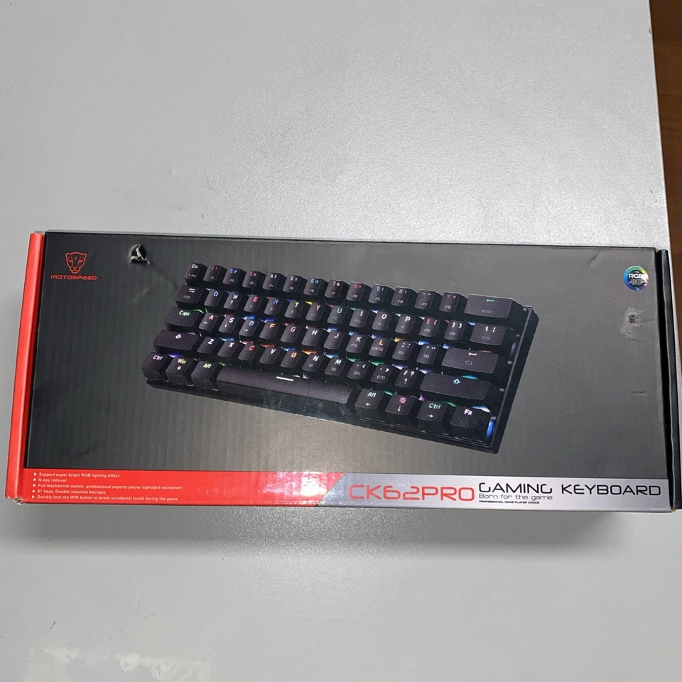 CK62PRO Motospeed Wired/Wireless Gaming Keyboard, White - Image 1 of 4