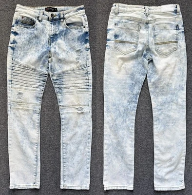Pantalones de mezclilla motera Southpole desgastados, excelente estado niño 16 Foto 1 de 4