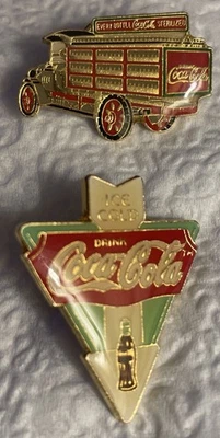 Vintage Coca-Cola 1986 & 1987 Enamel Pin-Backs  - Image 1 of 4