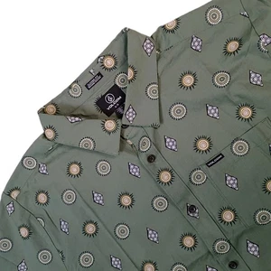 Volcom Men's Shirt XL Mister Fib Short Sleeve Green Print Casual Logo  - Picture 1 of 9