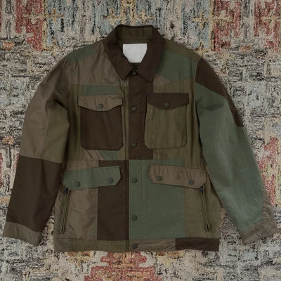White Mountaineering SS15 Franken Jacket olive khaki men's size 2 patchwork - Image 1 of 4