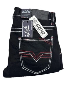 True Luck Classic Black Stretch Straight Jeans Size 34x32 - Picture 1 of 1