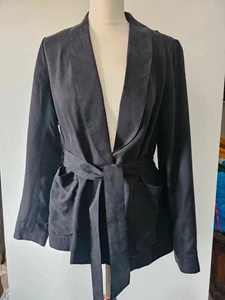Black Autograph Blazer with Tie Belt Size 12 - Picture 1 of 9