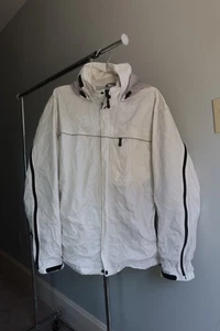 Vintage Nautica Windbreaker Jacket Mens XL White Full Zip Hooded Y2K 90s - Picture 1 of 8