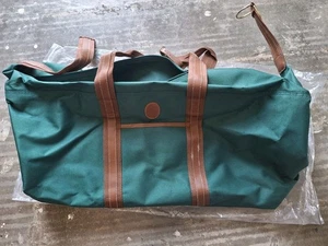 Borsa vintage Ralph Lauren verde tela e pelle marrone borsone weekend polo logo - Foto 1 di 6