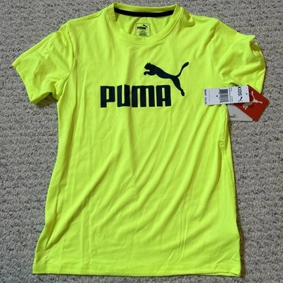 NWT Puma Kids T-Shirt Boys, Youth Medium 10-12, Neon Yellow Cooling Material NEW - Image 1 of 4