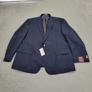 Louis Martin Blazer Mens 52R Wool Blue Gold Button Suit Jacket Sport Coat - Picture 1 of 11