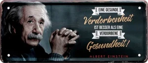 ''Una sana corruzione (Einstein) (bandiera rossa bianca)'' targa in lamiera 28 x 12 cm - Foto 1 di 4