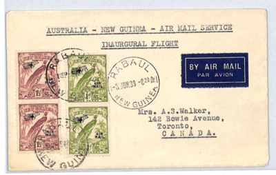 NEW GUINEA Cover Air Mail FIRST FLIGHT AUSTRALIA Canada Rabaul 1938 XC259 - Image 1 of 4