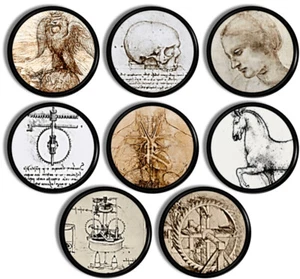 Da Vinci Cabinet Knobs – Renaissance Line Art Sketch Drawer Pulls - 8 Piece Set - Foto 1 di 4