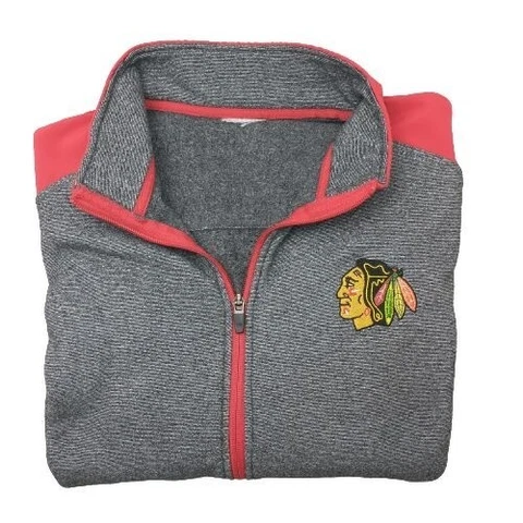 Chicago Blackhawks Mens Medium Gray Red Full Zip Track Jacket Cover