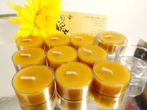 100% Beeswax Tealights Candles Organic (set of 10) in CUP & 1 Glass Holder - Picture 1 of 9