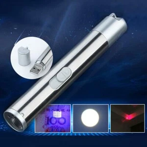 3 en 1 Mini Multifunción USB Recargable LED UV Antorcha Linterna Lámpara Pluma A0S0 - Imagen 1 de 10