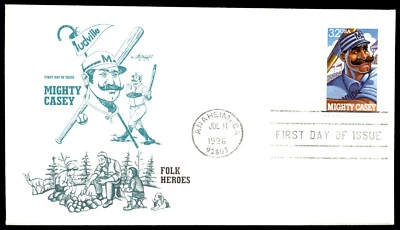 1996 Mighty Casey First Day Cover Folk Heroes Art Master Cachet - Image 1 of 2
