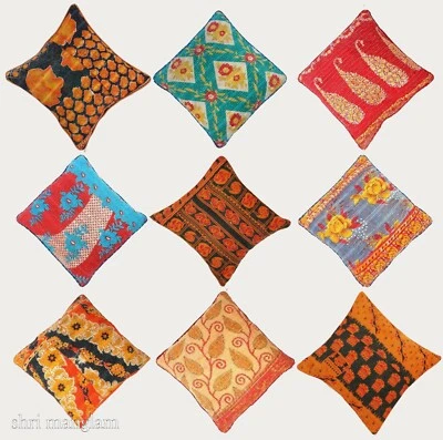 Reversible Cushion Cover Pillow Case Kantha Embroider Wholesale Lot 20 pc - Image 1 of 2