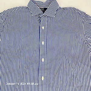 Polo Ralph Lauren Estate Hemd Herren Große 16 Blau Weiß Gestreift Kragen Vintage  - Bild 1 von 7