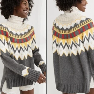 Aerie Gray and Cream Fair Isle Knit Sweater - NWOT - sz small - Picture 1 of 7