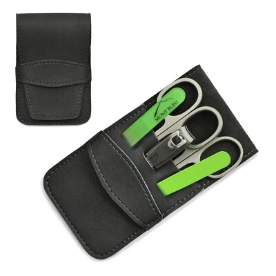 Mont Bleu 5-teiliges Maniküre-Set & Kristallnagelfeile Öko-Lederetui GNU GREY - Bild 1 von 2