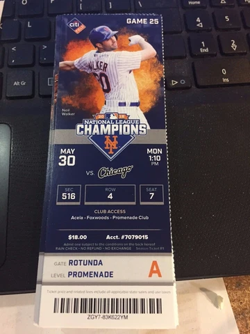 2016 NEW YORK METS VS CHICAGO WHITE SOX TICKET STUB 5/30 MATT HARVER WIN #29 Cover