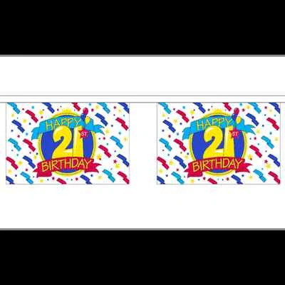 Happy 21st Birthday Bunting - 3m 6m 9m Metre Length 10 20 30 Flags - Polyester  - Image 1 of 3