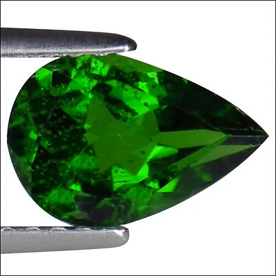 Piedra preciosa de diopsido de cromo natural de 1,25 quilates color verde profundo corte pera Foto 1 de 4
