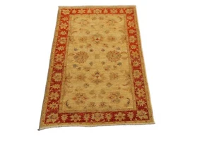 3x5 Ft Beige Floral Oriental Area Rug Afghan Hand Knotted Veg Dye Small Rug - Picture 1 of 10