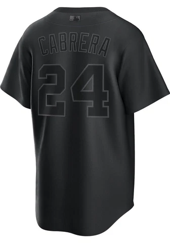 Detroit Tigers Miguel Cabrera #24 Nike Black Pitch Black Official MLB Jersey Cover
