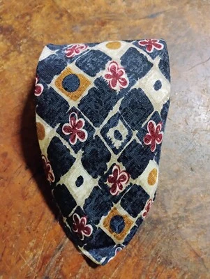 Stunning NATURA Designer Neck Tie Geometric Abstract Gold & Blue Multi Colored 7 - Image 1 of 4