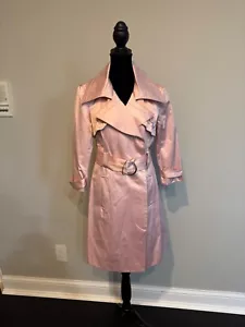 Vintage 90s Y2K Bebe Women's Size Medium BABY PINK Trench Coat Raincoat withBelt - Picture 1 of 9