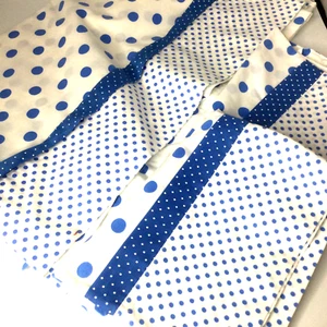 Springmade Bed Sheets Flat 2 Pillowcases Queen White Blue Dots Polyester Cotton - Picture 1 of 6