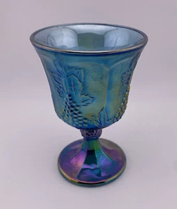 Vtg Indiana Blue Carnival Glass Iridescent Harvest Grap Goblets Replacement - Picture 1 of 1