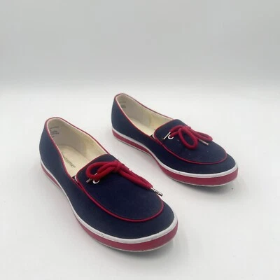 Zapatos Grasshoppers Para Mujer 6.5M Mocasín Mocasines Arco Sin Cordones Azul Rojo Lona Foto 1 de 4