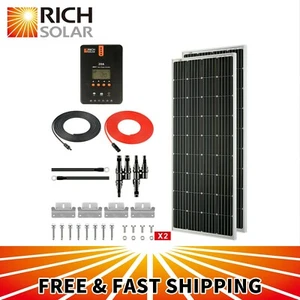 RICH SOLAR 200 Watt 12 Volt Monocrystalline Solar Kit - Picture 1 of 7