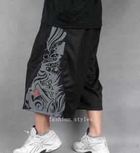 Pantalones Cortos de Baloncesto Para Hombre Negros Transpirables Punk Sueltos Talla Plus Calce Suelto Hip Hop - Imagen 1 de 19