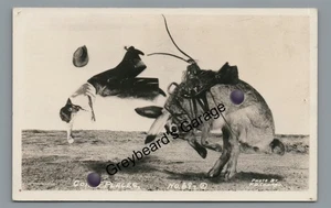 RPPC Going Places Cowboy Rabbit Exaggeration Conard 69 Real Photo Postcard - Picture 1 of 2