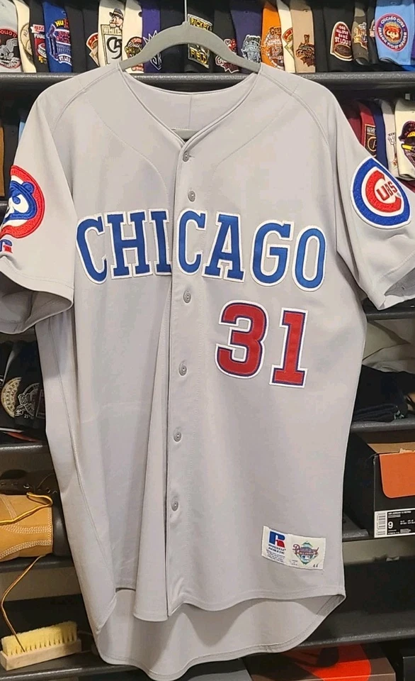 Camiseta Auténtica Greg Maddux de los Chicago Cubs Colección Russell Diamond 44 #31 Foto 1 de 4