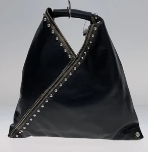 Mini Bolso de Mano Japonés MM6 Maison Margiela Tachonado Negro Cuero Eco Usado - Imagen 1 de 6