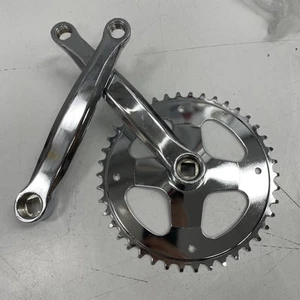 π NEW BICYCLE BIKE PART - Crank Arm Set Silver Brushed 175mm 42T - Picture 1 of 6