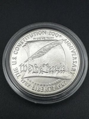 1987 U.S. Constitution Bicentennial Silver Dollar P – Uncirculated w/ Capsule - Image 1 of 2