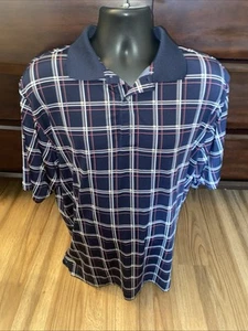 Footjoy Polo Shirt Mens Large Check Print Stretch Performance Golf Short Sleeve - Picture 1 of 5