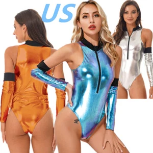 Women's Space Astronaut Cosplay Costume Halloween Sparkly Spaceman Uniform - Picture 1 of 46