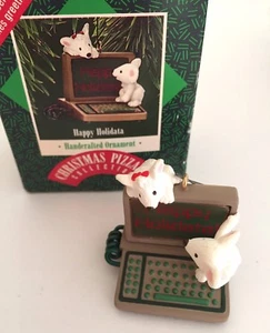 Hallmark Happy Holidata 1987 Cranberry Computer Geek Nerd Vtg Ornament Retro Box - Picture 1 of 6