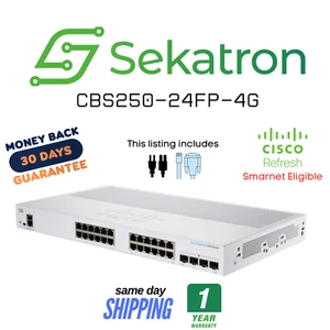 ♻️ Cisco CBS250-24FP-4G 24-Port Gigabit Ethernet PoE Smart Switch ⚡Schneller Versand - Bild 1 von 2