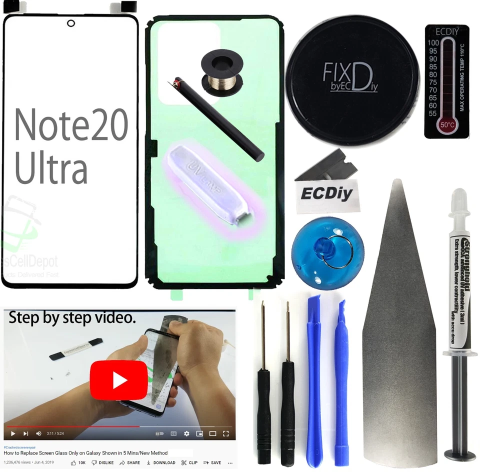 Kit de substituição de vidro ultra tela ferramenta de cola LOCA para Samsung Galaxy Note 20 - Imagem 1 de 4