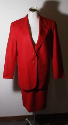 SAG HARBOR Rojo 100% Lana 2 Piezas Chaqueta y Falda Traje Conjunto Talla 12 Mascota. Foto 1 de 4
