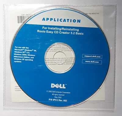 NEW SEALED Dell Roxio Easy CD Creator 5.2 Basic ~ Install/Reinstall ~ P/N 4P513 - Image 1 of 2